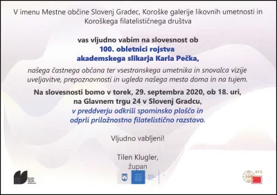 100. OBLETNICA ROJSTVA SLIKARJA KARLA PEČKA